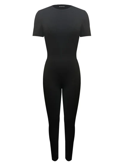 Stretchy Round Neck Black Jumpsuit - Image 5