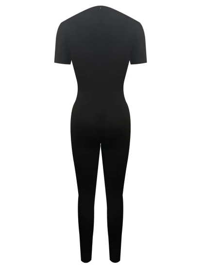 Stretchy Round Neck Black Jumpsuit - Image 6