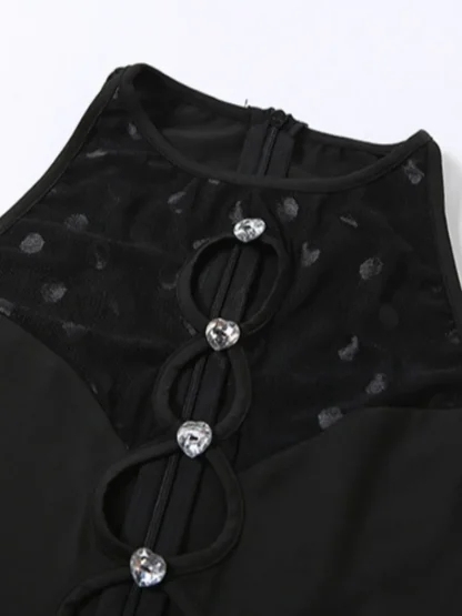 Sexy Cutout Mesh Black Jumpsuit - Image 6