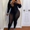 Sexy Mesh Cutout Black Jumpsuit - Image 6