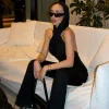 Halter Hooded Black Jumpsuit - Image 6