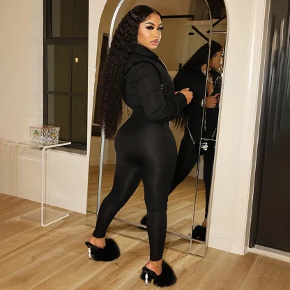 Thick Warm Zipper Black Jumpsuits - Image 6