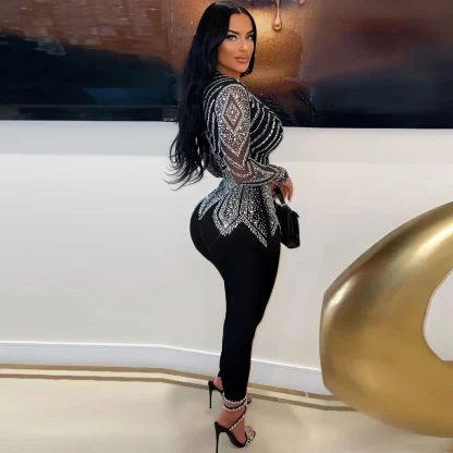 Luxury Long Sleeve Black Jumpsuit - Image 2
