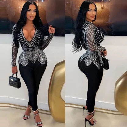 Luxury Long Sleeve Black Jumpsuit - Image 3