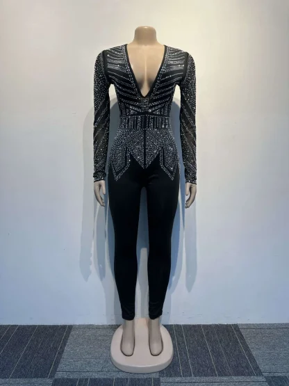 Luxury Long Sleeve Black Jumpsuit - Image 4