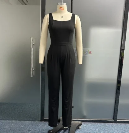 Casual Pocket Black Jumpsuits - Image 3